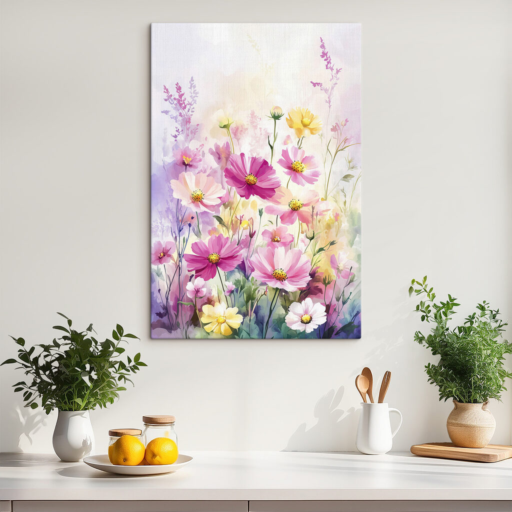 Painting of flowers in a field