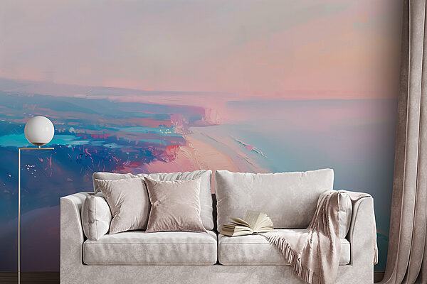 Playa con cielo rosa y azul Playa con cielo rosa y azul