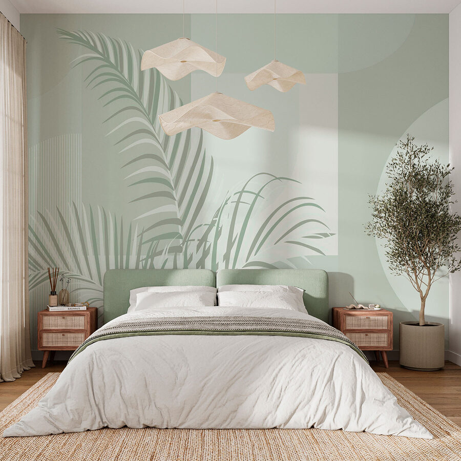 Elegantes hojas de palmera con tonos suaves
