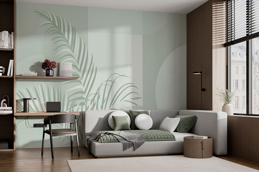 Elegantes hojas de palmera con tonos suaves