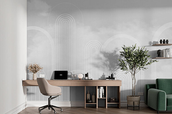 White and gray sky with white lines