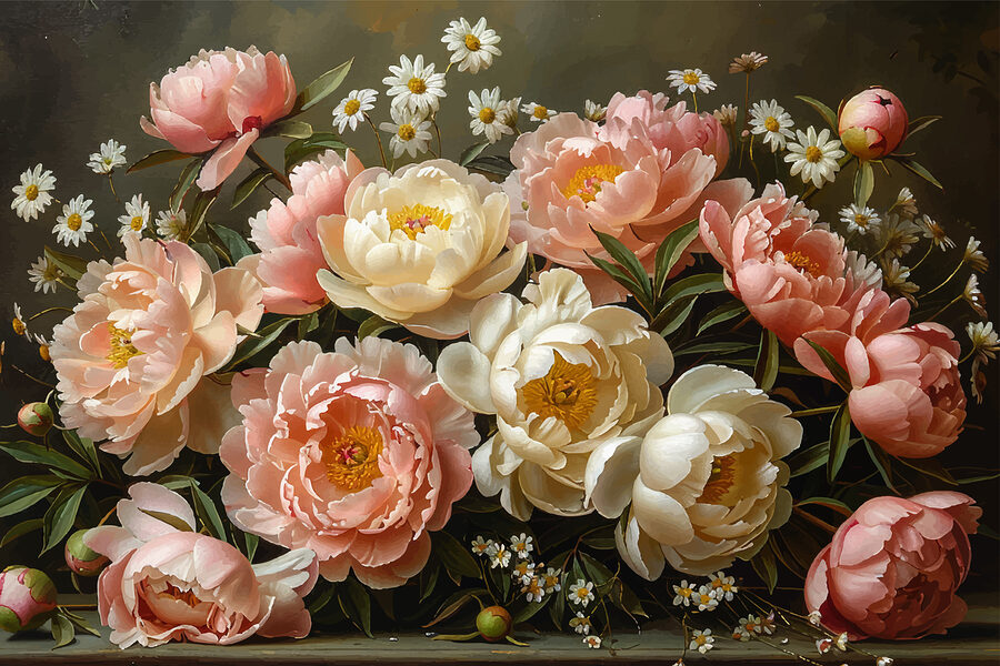 Ramo de flores rosas y blancas