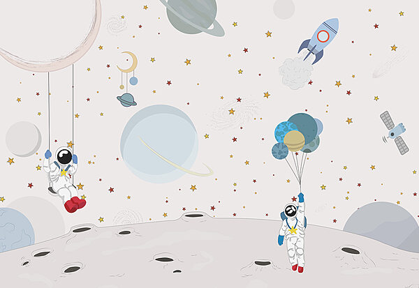 Dibujo animado de astronautas en la luna Dibujo animado de astronautas en la luna