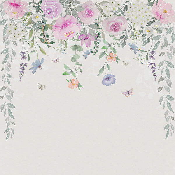 Painting of flowers and butterflies