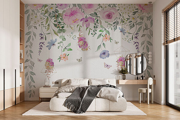 Pintura de flores y mariposas Pintura de flores y mariposas