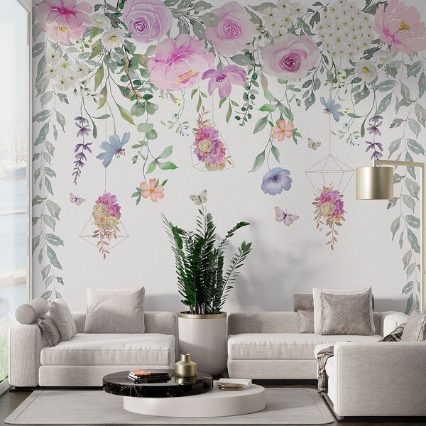 Pintura de flores y mariposas Pintura de flores y mariposas