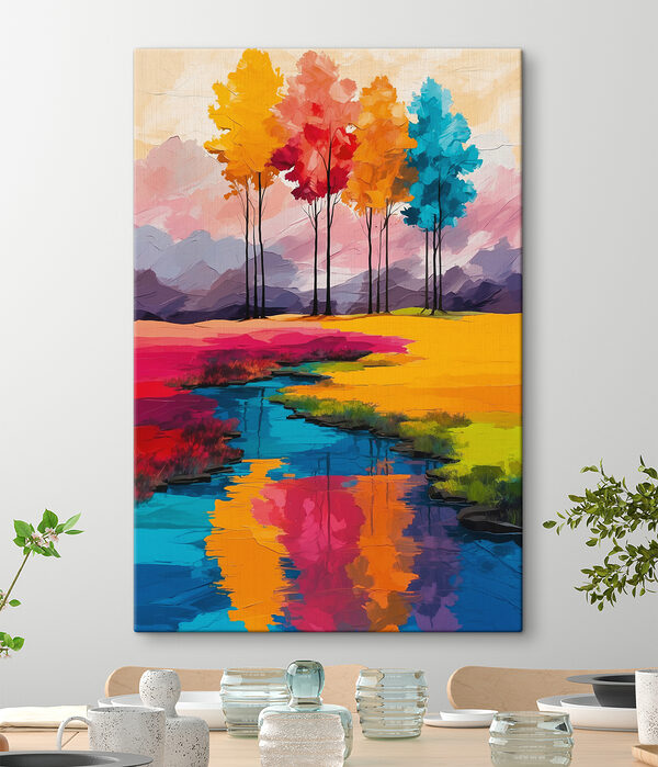 Cuadros Cuadro de un río que atraviesa un campo de árboles de colores (SKU: s40456) Cuadros Cuadros Cuadro de un río que atraviesa un campo de árboles de colores (SKU: s40456)