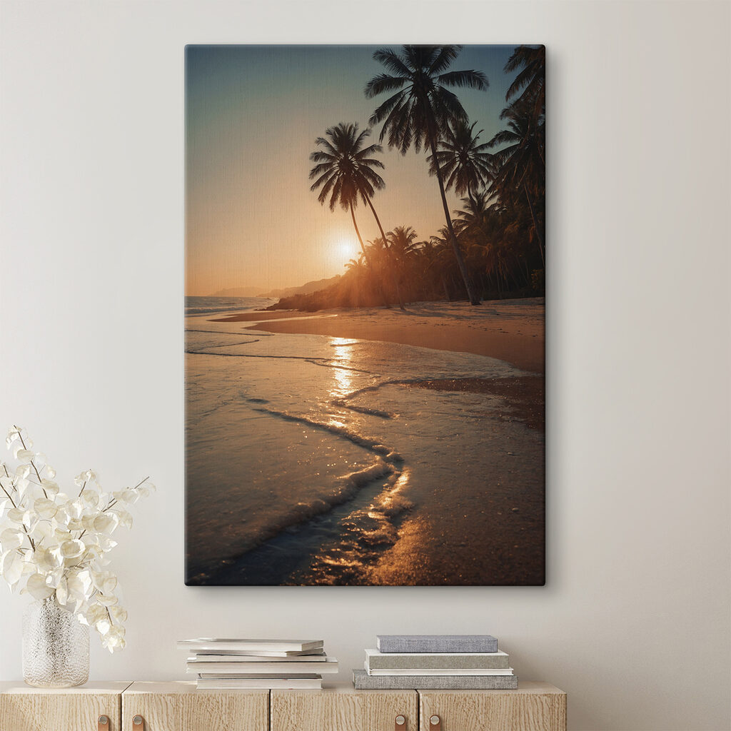 Beach with palm trees and water Beach with palm trees and water