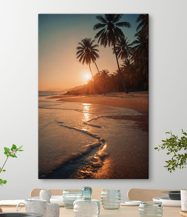 Beach with palm trees and water Beach with palm trees and water
