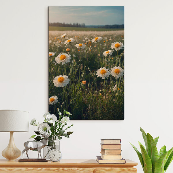 Field of white and yellow flowers