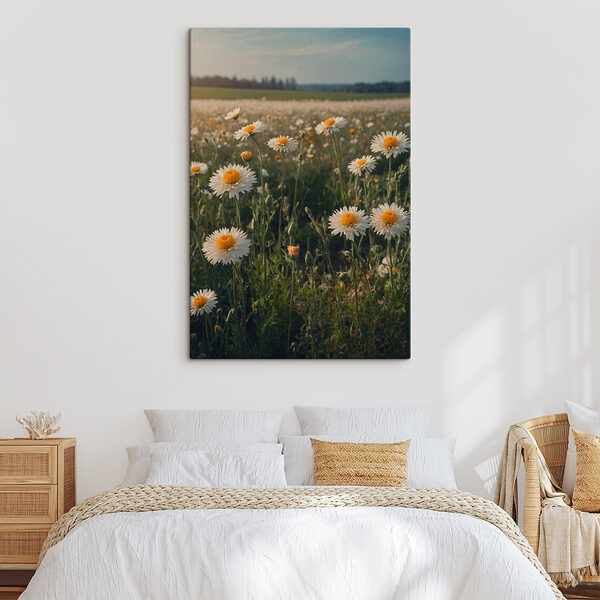 Field of white and yellow flowers