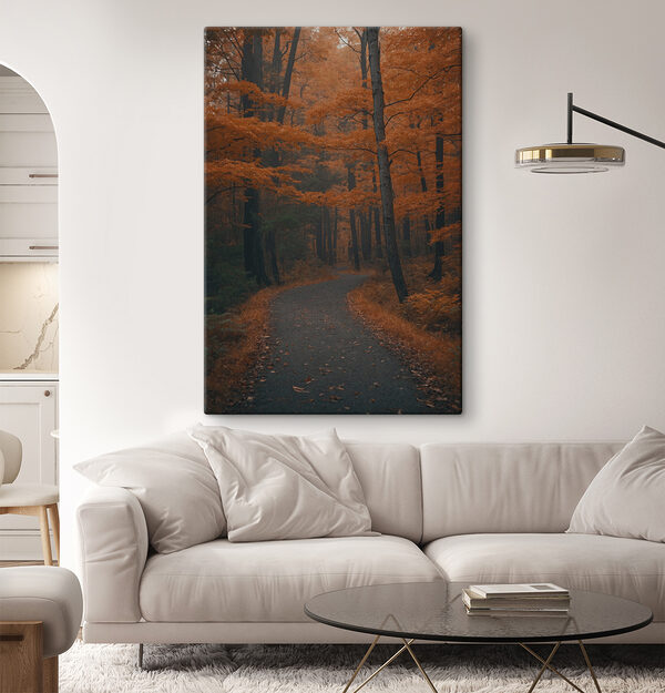 Path through a forest with orange leaves Path through a forest with orange leaves