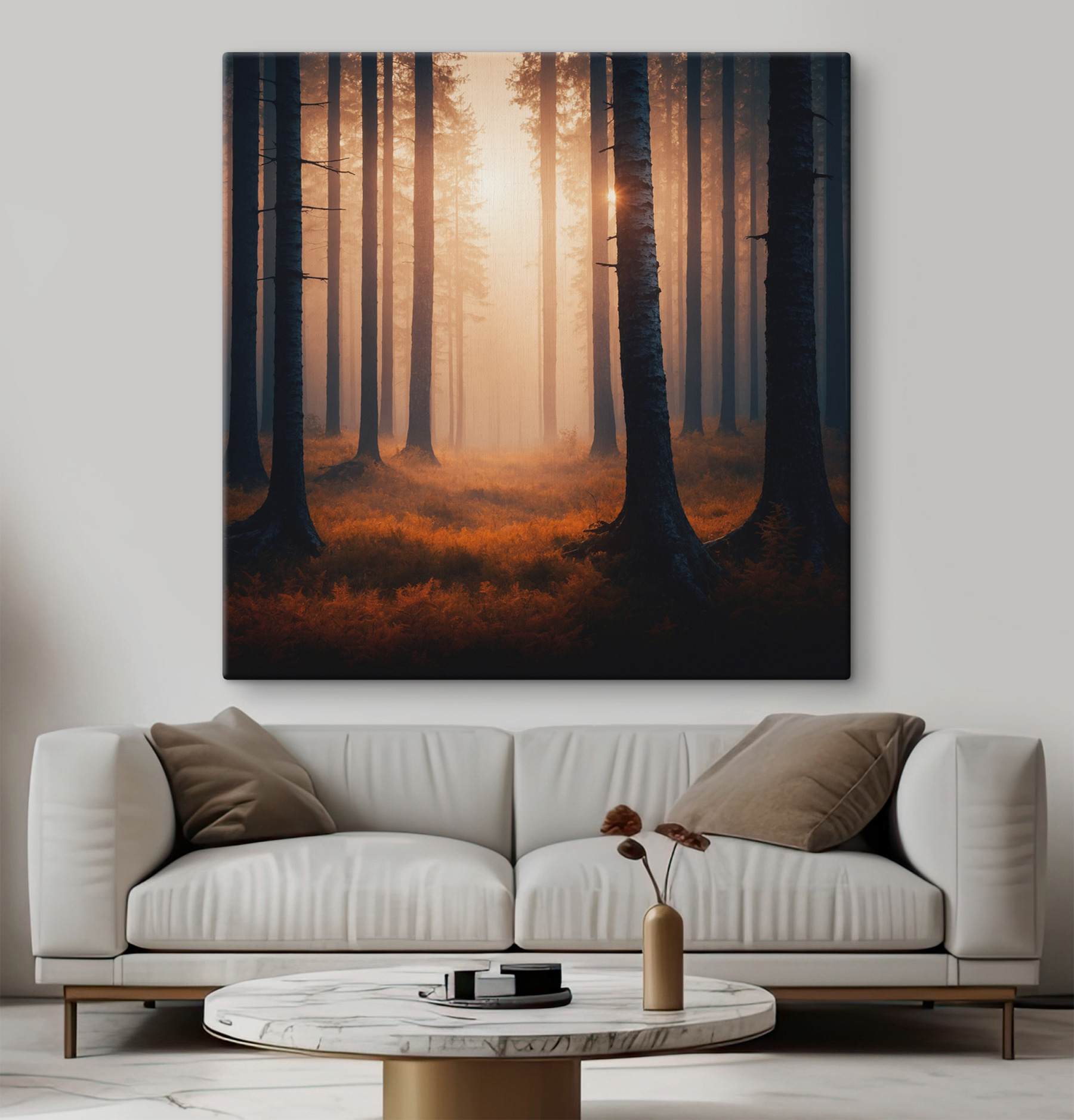 Forest with trees and fog Forest with trees and fog