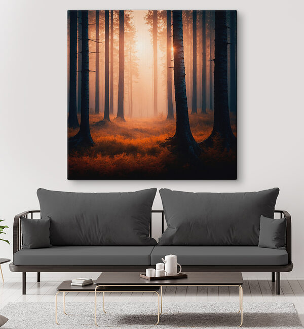 Forest with trees and fog Forest with trees and fog