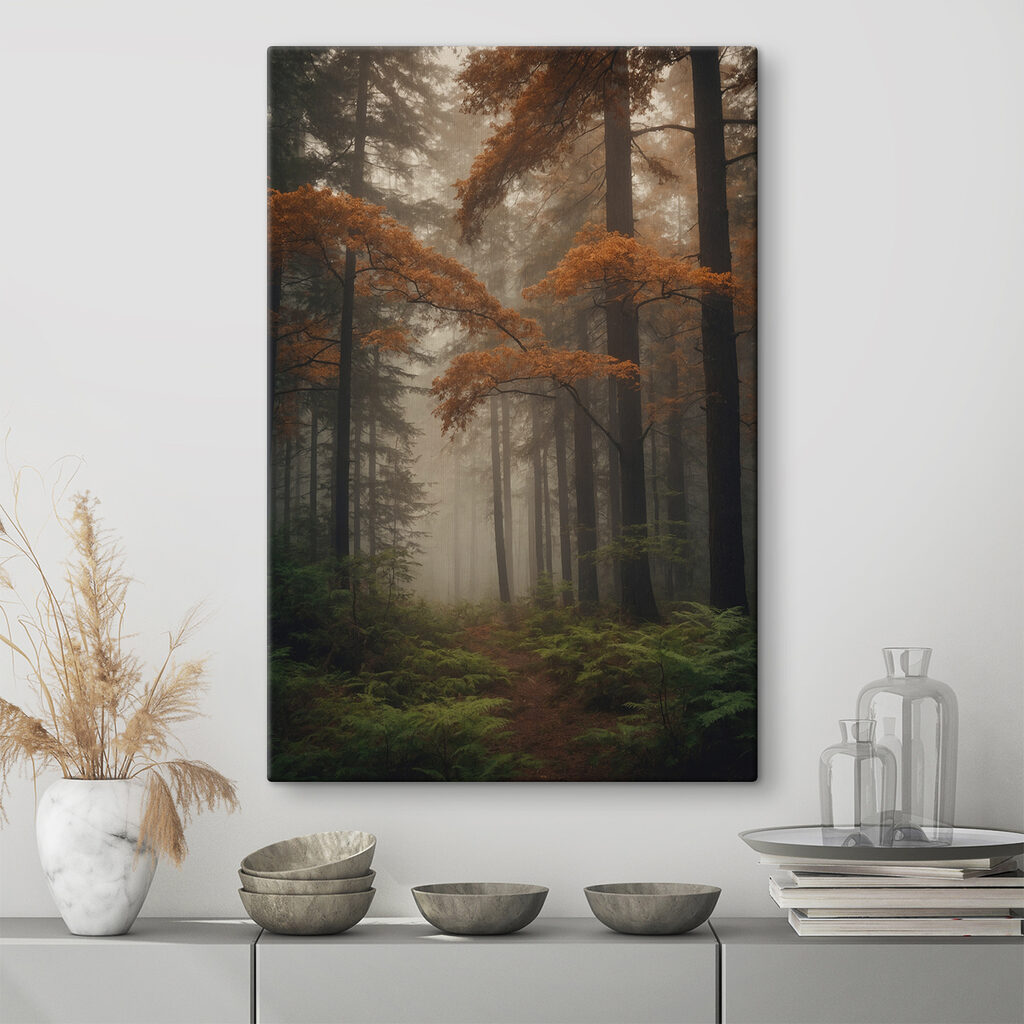 Forest with trees and fog Forest with trees and fog