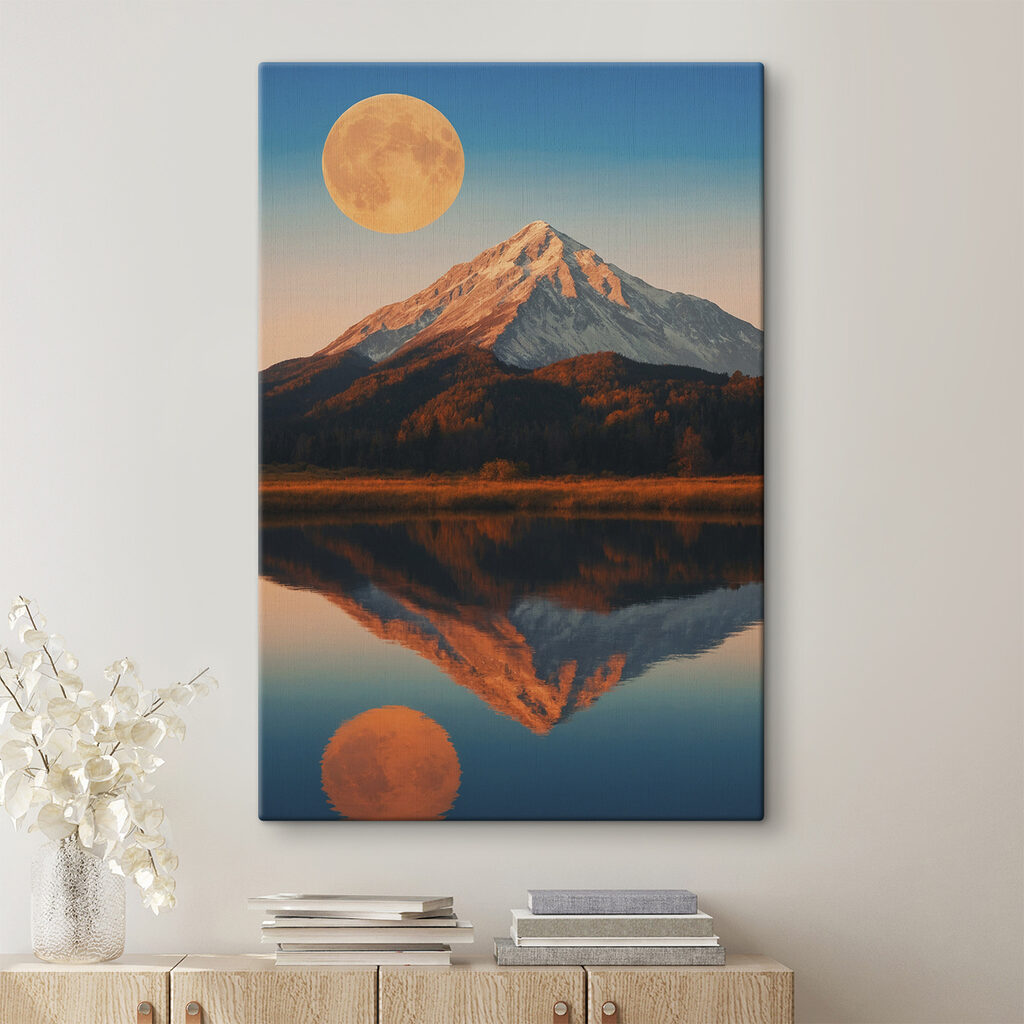 Mountain with a moon in the sky Mountain with a moon in the sky
