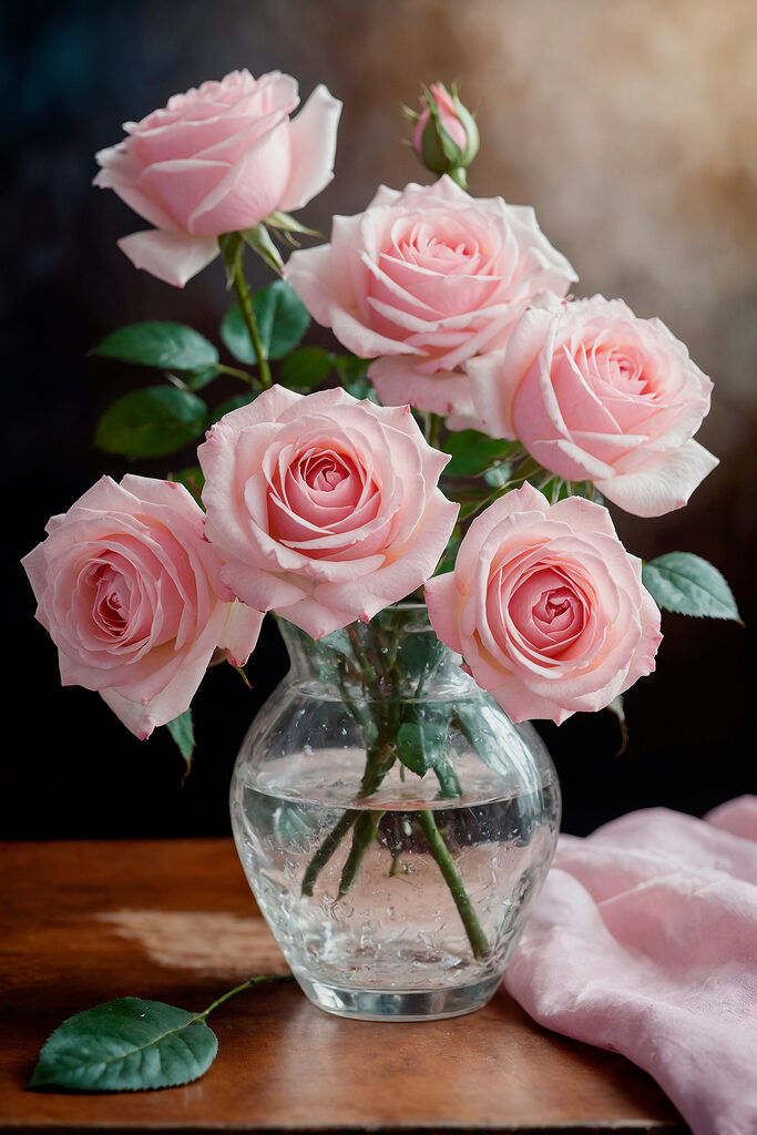 Vase of pink roses Vase of pink roses