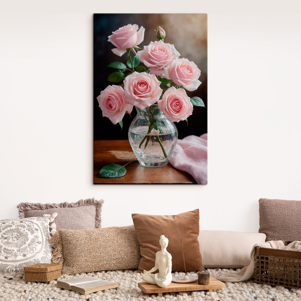Vase of pink roses Vase of pink roses