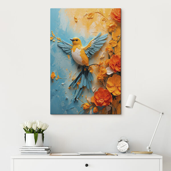 Bird on a branch with flowers Bird on a branch with flowers