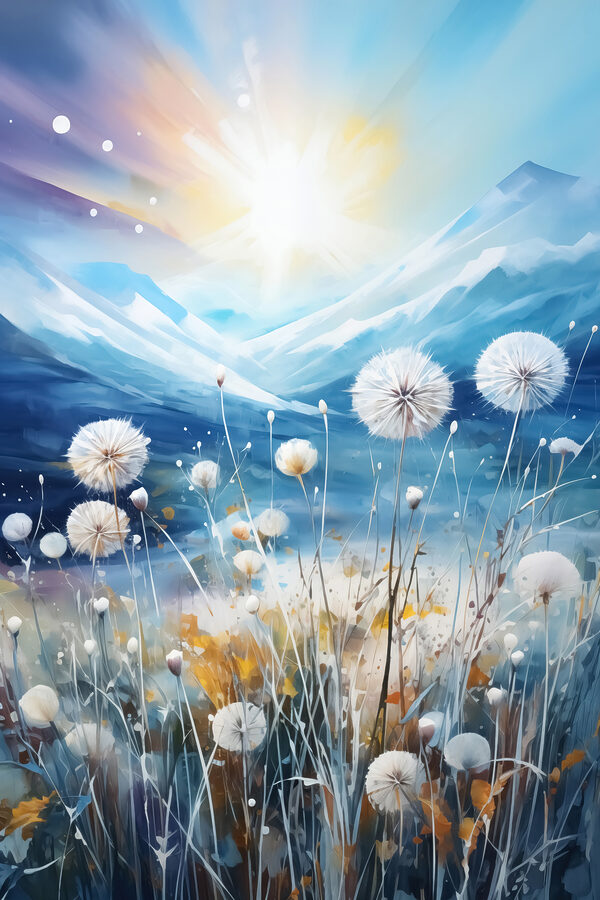 Painting of a field of dandelions Painting of a field of dandelions