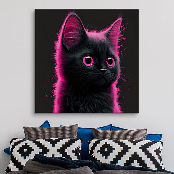 Cuadros Gato negro con pelo rosa (SKU: s35511) Cuadros Cuadros Gato negro con pelo rosa (SKU: s35511)