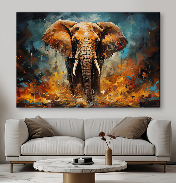An elephant with tusks and dirt