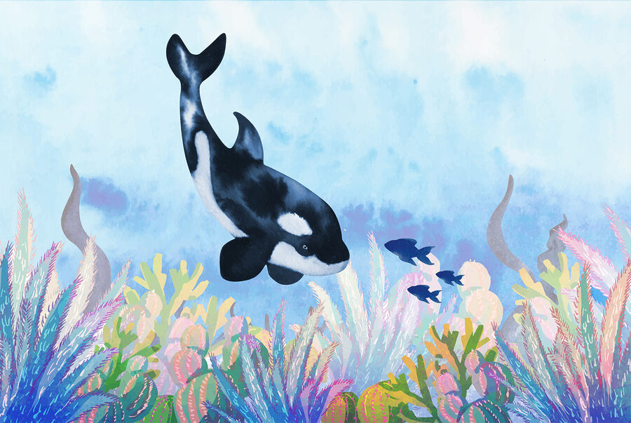Ballena nadando en el océano