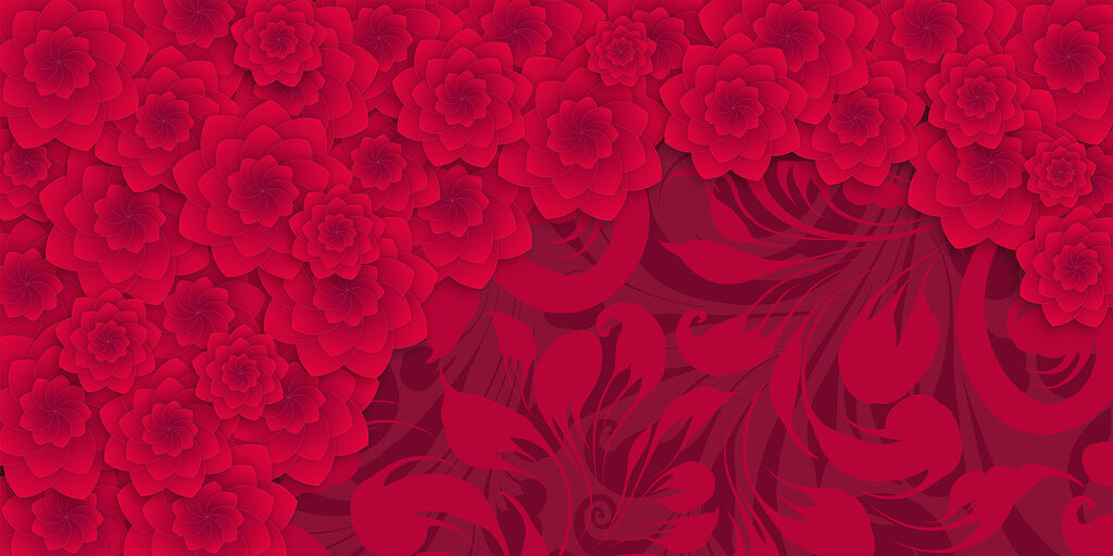 Estampado de flores rojas sobre fondo rojo Estampado de flores rojas sobre fondo rojo