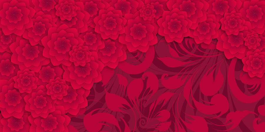 Estampado de flores rojas sobre fondo rojo