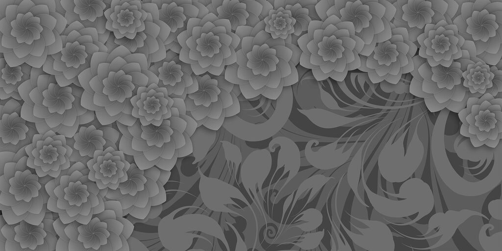 Diseño floral en gris y blanco Diseño floral en gris y blanco