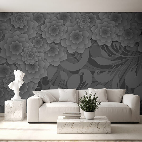 Diseño floral en gris y blanco Diseño floral en gris y blanco