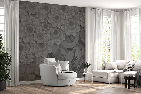 Diseño floral en gris y blanco Diseño floral en gris y blanco