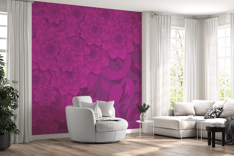 Fondo floral morado y rosa
