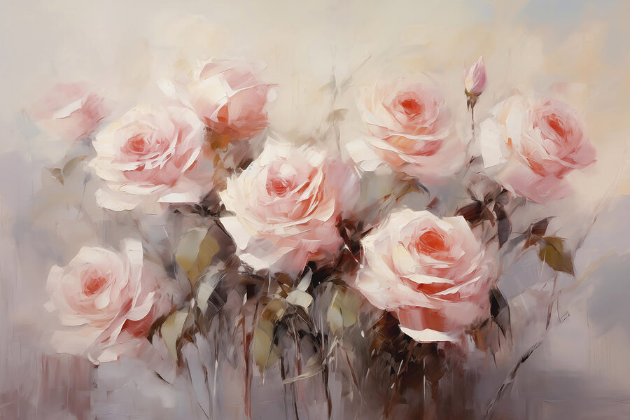 Pintura de rosas rosadas
