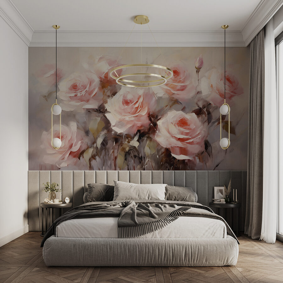Pintura de rosas rosadas