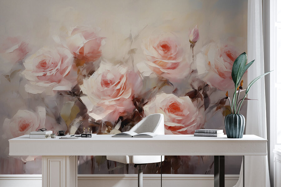 Pintura de rosas rosadas