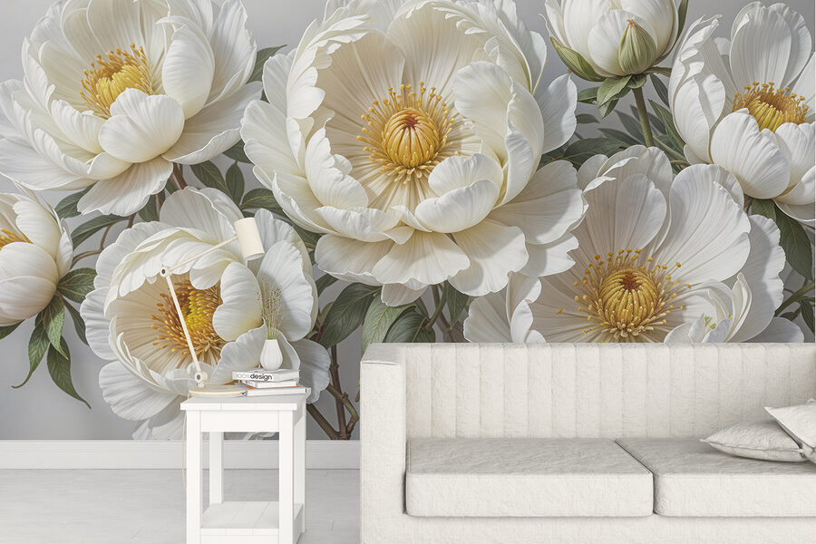 Fotomurales Grupo de flores blancas - Imagen 4