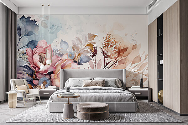 Painting of flowers and leaves Painting of flowers and leaves