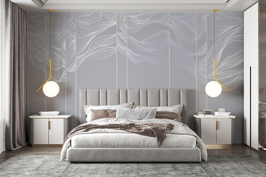 Arte lineal en blanco y morado