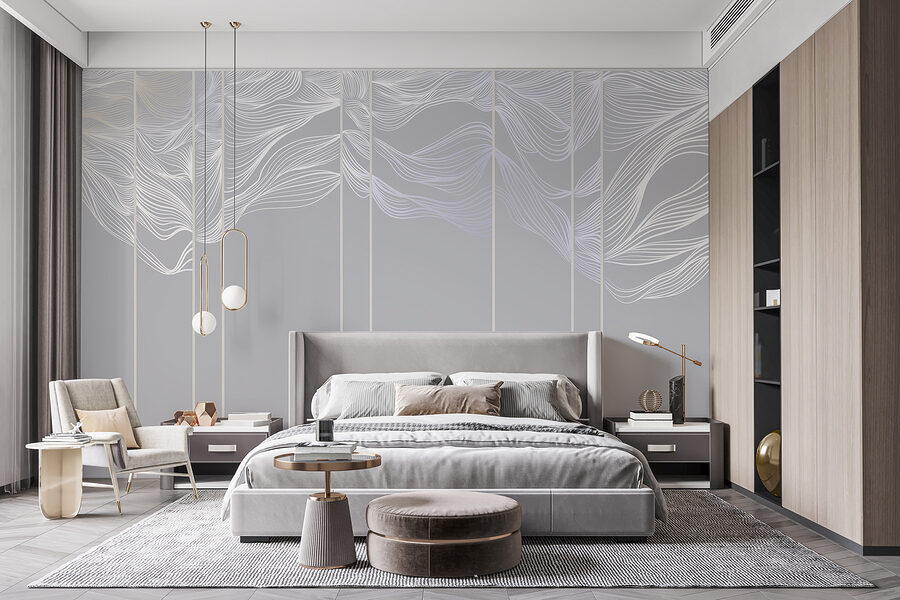 Arte lineal en blanco y morado