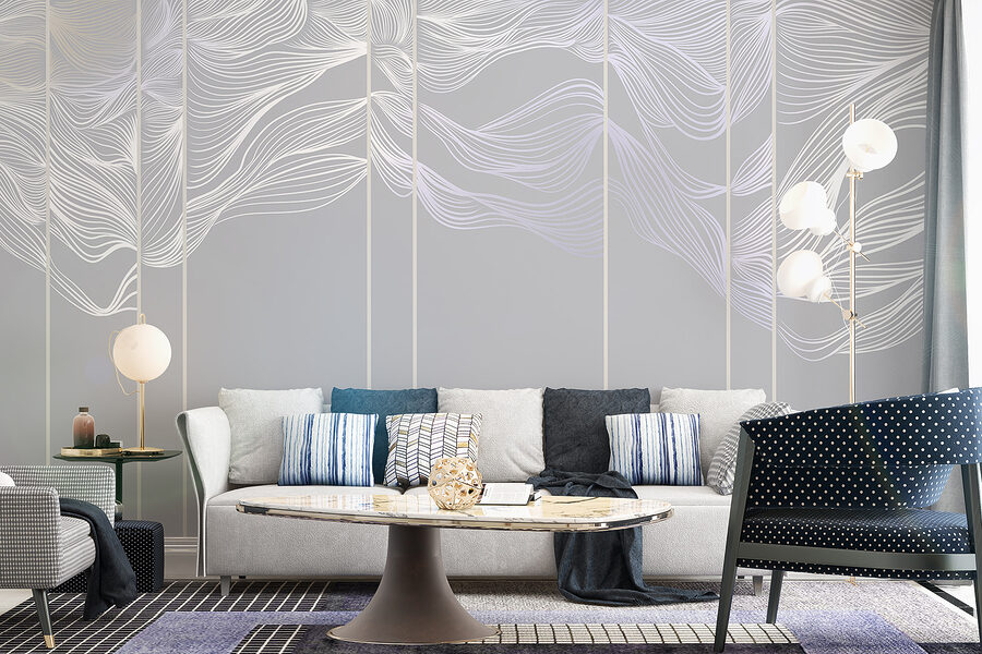 Arte lineal en blanco y morado