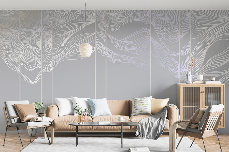 Arte lineal en blanco y morado