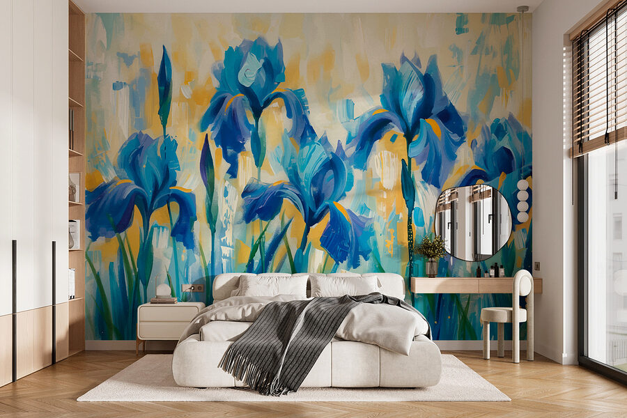 Pintura de flores azules