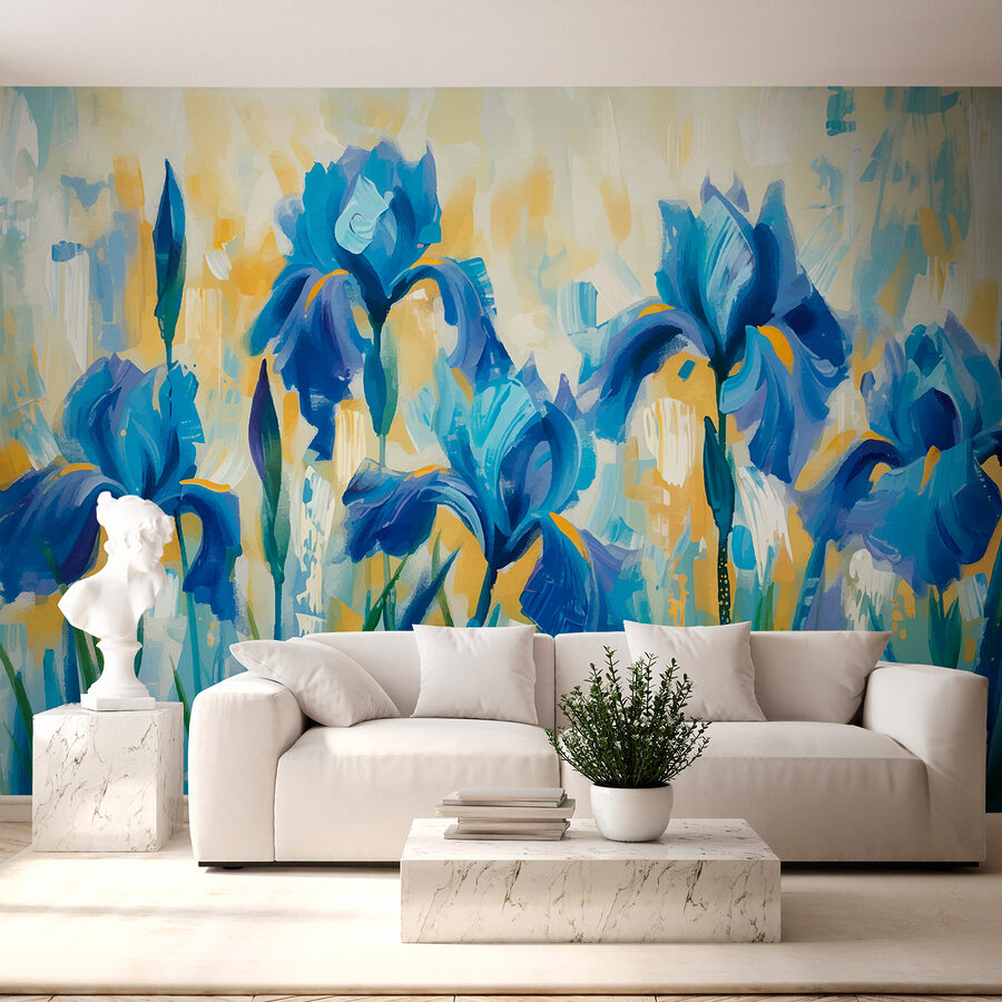 Pintura de flores azules