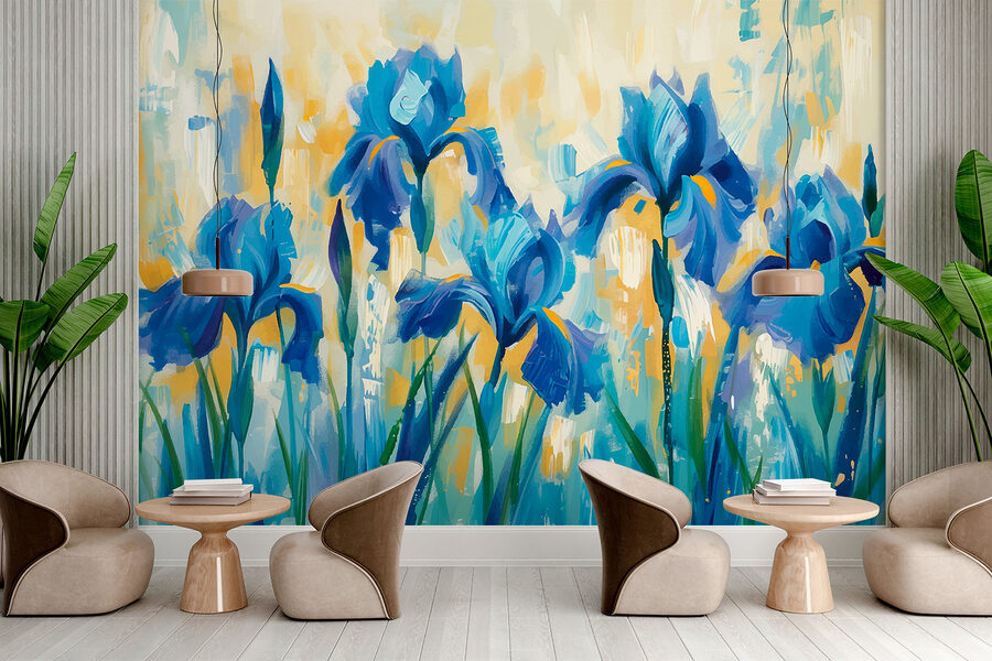 Pintura de flores azules