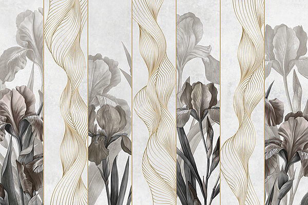 Olas elegantes y diseño floral Olas elegantes y diseño floral