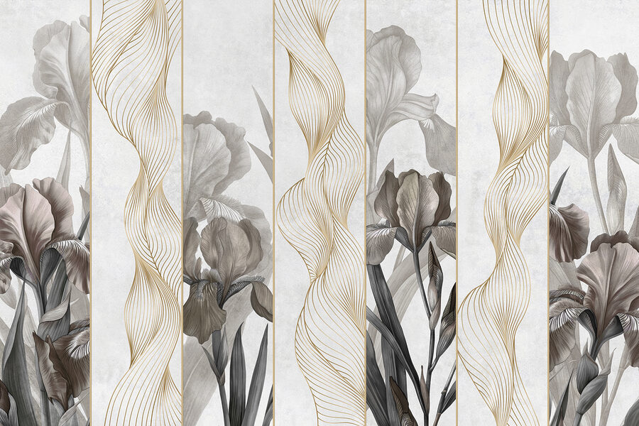 Olas elegantes y diseño floral Olas elegantes y diseño floral