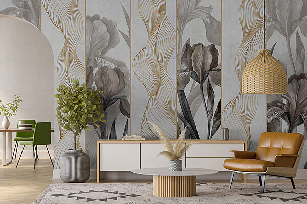 Olas elegantes y diseño floral Olas elegantes y diseño floral