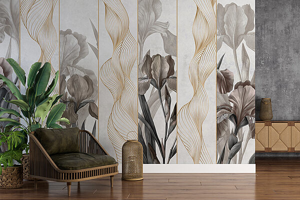 Olas elegantes y diseño floral Olas elegantes y diseño floral