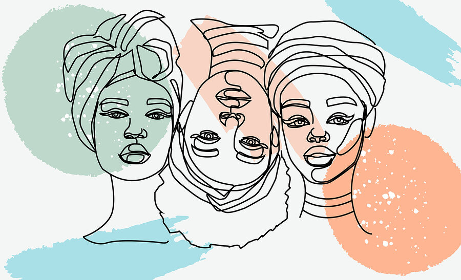 Grupo de caras de mujer’s